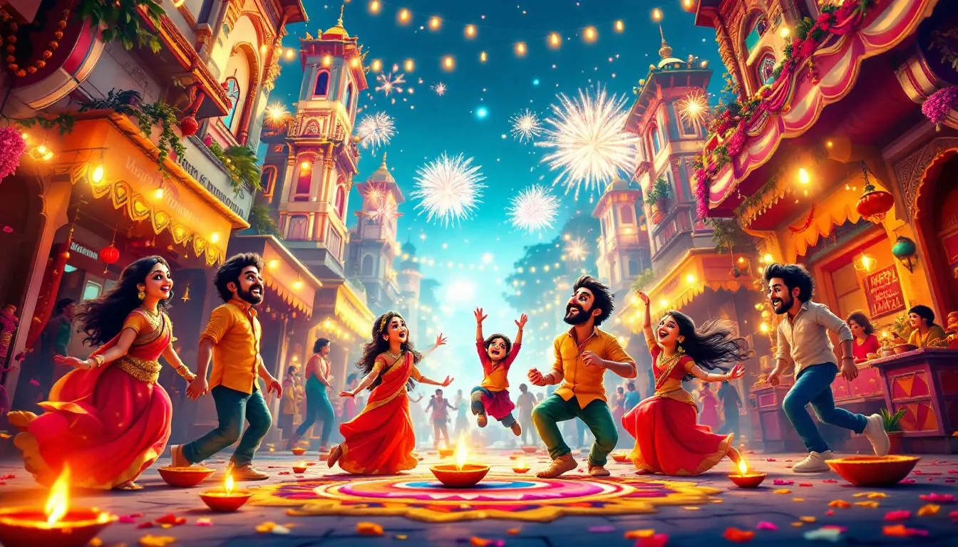 An artistic representation of SBI Card Diwali specials, featuring festive elements and promotional materials.