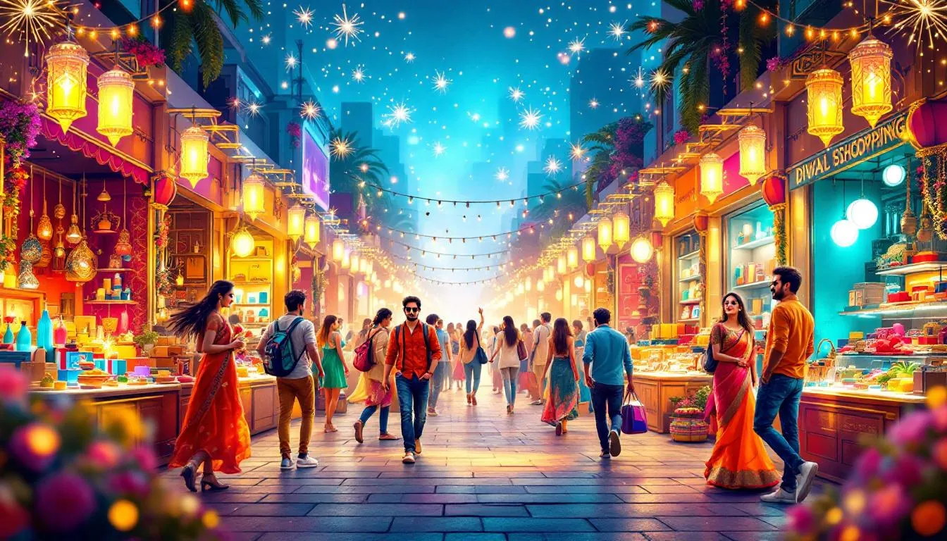 A visual representation of online shopping deals and discounts for festive fashion.