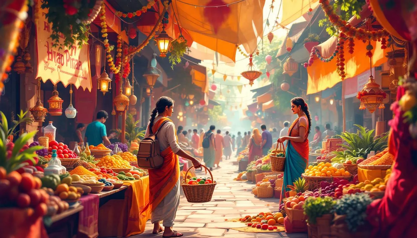 A shopper creating a shopping list for festive groceries.