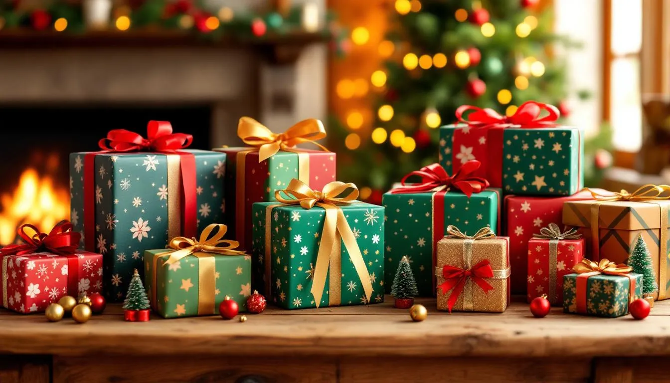 The image features an assortment of colorful gift boxes adorned with ribbons and festive decorations, perfect for special occasions like birthdays or anniversaries. These vibrant packages represent thoughtful gifts and trendy gift ideas, ideal for creating memorable moments.